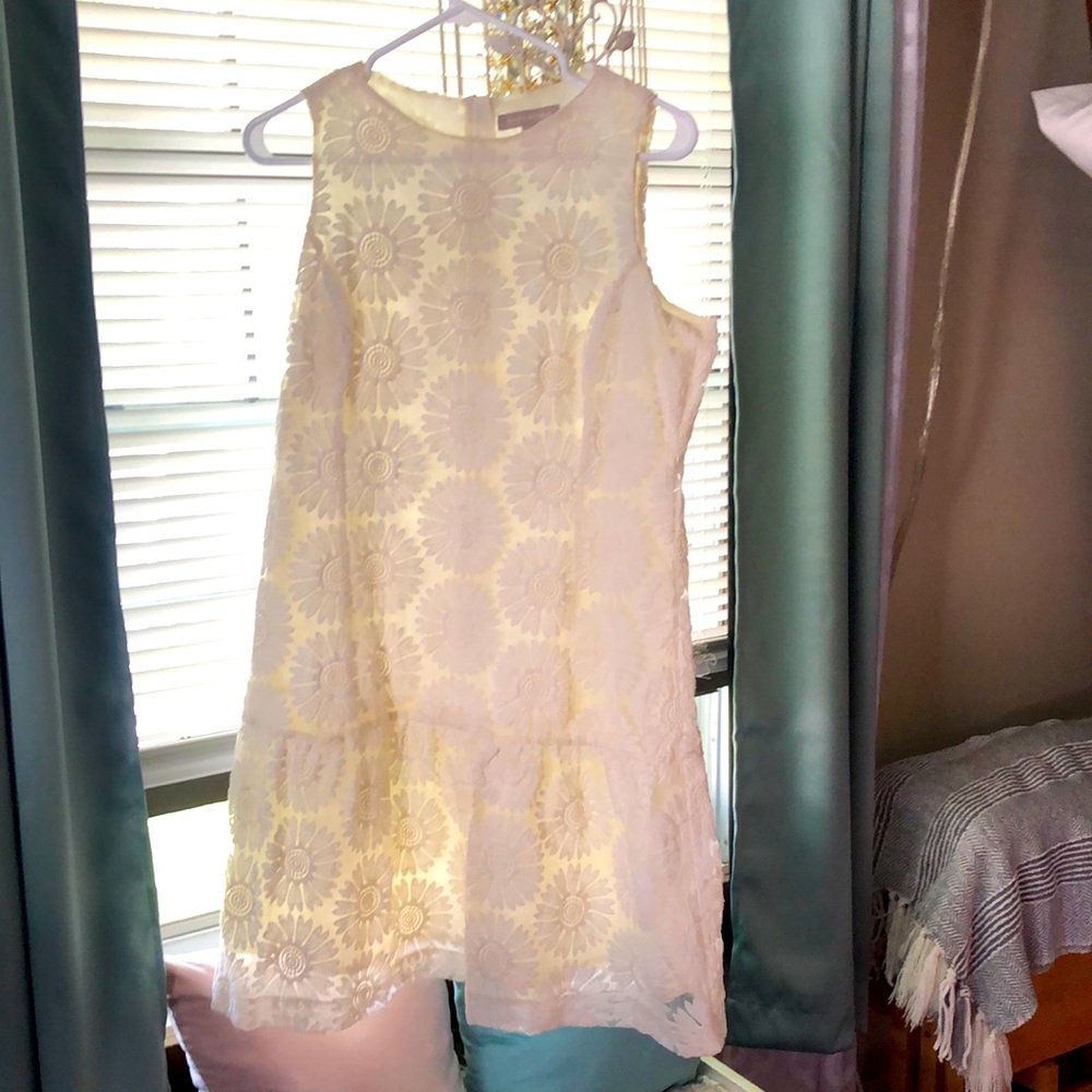Cream Banana Republic dress.
